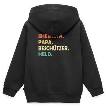 Ehemann Papa Beschützer Held - Kinder Premium Organic Zip Hoodie - Schwarz - Hinten - AI Model Kid Male (0cm)