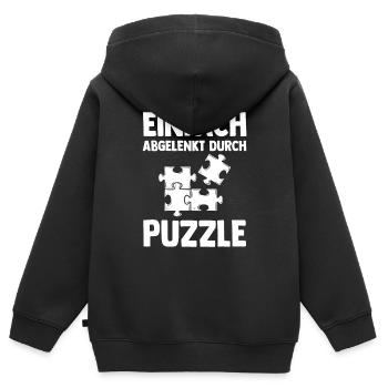 Puzzlefan Puzzler Puzzleteile Puzzle - Kinder Premium Organic Zip Hoodie - Schwarz - Hinten - AI Model Kid Male (0cm)