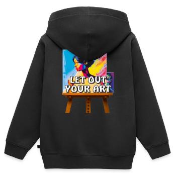 ARTIST MAKES THE PICTURE - Kinder Premium Organic Zip Hoodie - Schwarz - Hinten - AI Model Kid Male (0cm)
