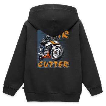 MOTORRAD AIR CUTTER - Kinder Premium Organic Zip Hoodie - Schwarz - Hinten - AI Model Kid Male (0cm)