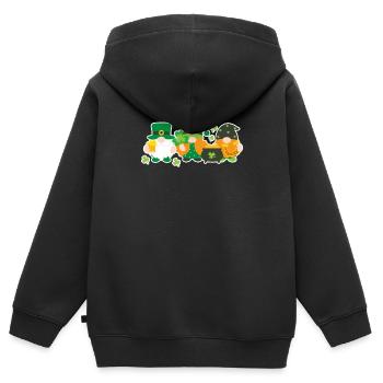 Irische nordische Zwerge Lustige Glückskobolde - Kinder Premium Organic Zip Hoodie - Schwarz - Hinten - AI Model Kid Male (0cm)