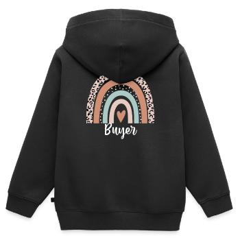 Käufer-Regenbogen-Leopard. Lustige Käufer-Wertschätzung - Kinder Premium Organic Zip Hoodie - Schwarz - Hinten - AI Model Kid Male (0cm)