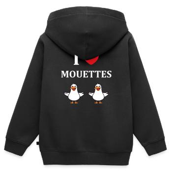 Mouettes - Sweat Premium à capuche zippé enfant bio - noir - Dos - AI Model Kid Male (0cm)