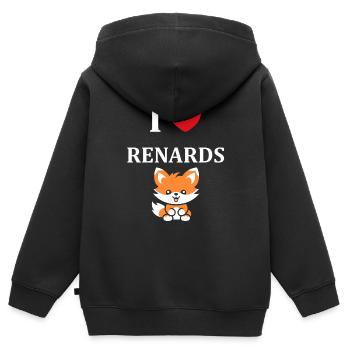petit renard - Sweat Premium à capuche zippé enfant bio - noir - Dos - AI Model Kid Male (0cm)