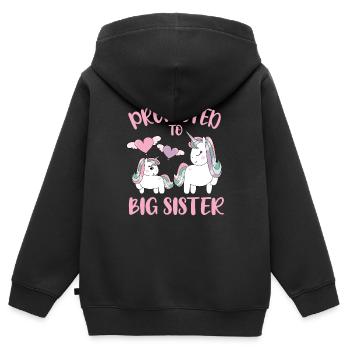 Cute Unicorn Promoted To Big Sister For Girls - Kids Premium Organic Zip-up Hoodie - black - Back - AI Model Kid Male (0cm)