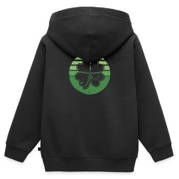 Shamrock Shamrock Silhouette Lucky Irish Retro - Sweat Premium à capuche zippé enfant bio - noir - Dos - AI Model Kid Male (0cm)