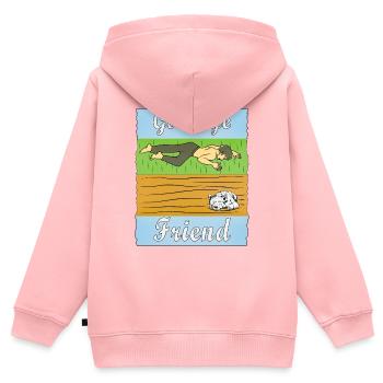 MENSCH TRAURIG HUND - Kinder Premium Organic Zip Hoodie - Rosa - Hinten - AI Model Kid Female (0cm)