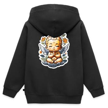 bébé Bouddha - meditation yoga relaxation - Sweat Premium à capuche zippé enfant bio - noir - Dos - AI Model Kid Male (0cm)