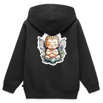 bébé Bouddha - meditation yoga relaxation - Sweat Premium à capuche zippé enfant bio - noir - Dos - AI Model Kid Male (0cm)