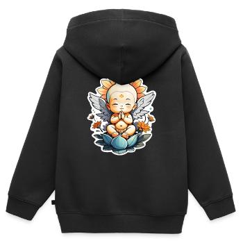 bébé Bouddha - meditation yoga relaxation - Sweat Premium à capuche zippé enfant bio - noir - Dos - AI Model Kid Male (0cm)