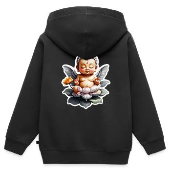 bébé Bouddha - meditation yoga relaxation - Sweat Premium à capuche zippé enfant bio - noir - Dos - AI Model Kid Male (0cm)