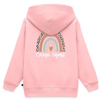 Agent de fret Léopard arc-en-ciel Agent de fret drôle - Sweat Premium à capuche zippé enfant bio - rose - Dos - AI Model Kid Female (0cm)