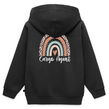 Agent de fret Léopard arc-en-ciel Agent de fret drôle - Sweat Premium à capuche zippé enfant bio - noir - Dos - AI Model Kid Male (0cm)
