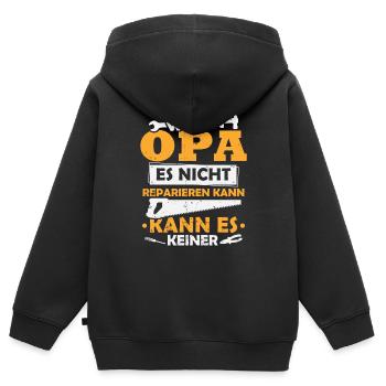 Wenn opa es nicht reparieren kann kann es keiner - Kinder Premium Organic Zip Hoodie - Schwarz - Hinten - AI Model Kid Male (0cm)