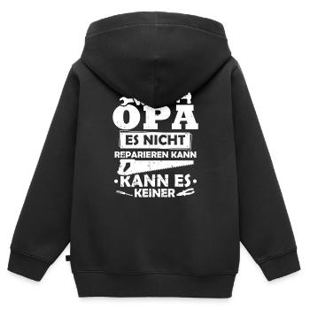 Wenn opa es nicht reparieren kann kann es keiner - Kinder Premium Organic Zip Hoodie - Schwarz - Hinten - AI Model Kid Male (0cm)
