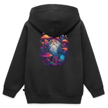 Mushroom Weihnachtsmann| Fantasy Pilze Natur Goa - Kinder Premium Organic Zip Hoodie - Schwarz - Hinten - AI Model Kid Male (0cm)