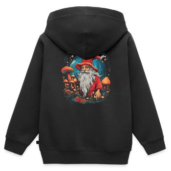 Mushroom Weihnachtsmann| Fantasy Pilze Natur Goa - Kinder Premium Organic Zip Hoodie - Schwarz - Hinten - AI Model Kid Male (0cm)