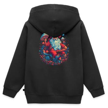 Mushroom Weihnachtsmann| Fantasy Pilze Natur Goa - Kinder Premium Organic Zip Hoodie - Schwarz - Hinten - AI Model Kid Male (0cm)