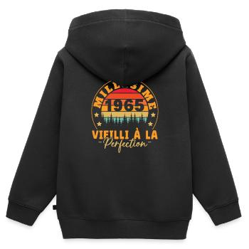 Jahrgang 1965, Jahrgang 1965 Geburtstagsgeschenk - Kinder Premium Organic Zip Hoodie - Schwarz - Hinten - AI Model Kid Male (0cm)