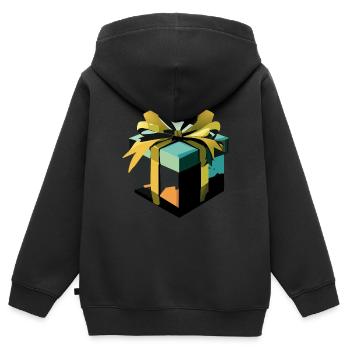 Geschenk - Kinder Premium Organic Zip Hoodie - Schwarz - Hinten - AI Model Kid Male (0cm)