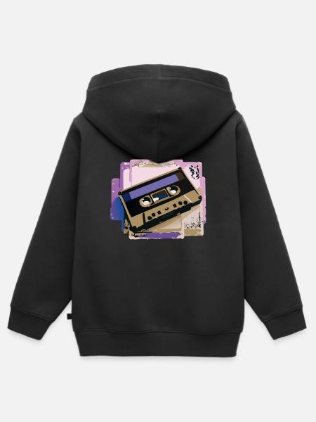 Kassette - Kinder Premium Organic Zip Hoodie - Schwarz