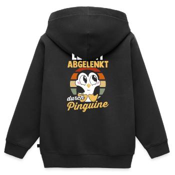 Leicht Abgelenkt Durch Pinguine - Kinder Premium Organic Zip Hoodie - Schwarz - Hinten - AI Model Kid Male (0cm)