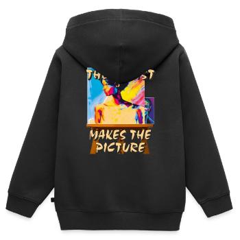 ARTIST MAKES THE PICTURE - Kinder Premium Organic Zip Hoodie - Schwarz - Hinten - AI Model Kid Male (0cm)