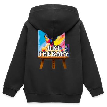 ARTIST MAKES THE PICTURE - Kinder Premium Organic Zip Hoodie - Schwarz - Hinten - AI Model Kid Male (0cm)