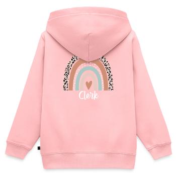 Verkäufer-Regenbogen-Leopard-lustige Verkäufer-Anerkennung - Kinder Premium Organic Zip Hoodie - Rosa - Hinten - AI Model Kid Female (0cm)