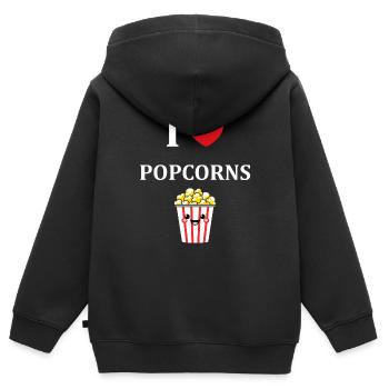 i love popcorn - Sweat Premium à capuche zippé enfant bio - noir - Dos - AI Model Kid Male (0cm)