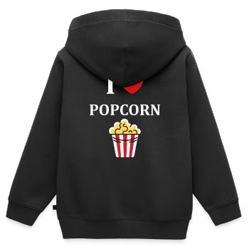 i love popcorn - Sweat Premium à capuche zippé enfant bio - noir - Dos - AI Model Kid Male (0cm)
