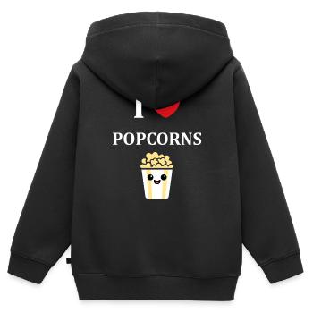 i love popcorn - Sweat Premium à capuche zippé enfant bio - noir - Dos - AI Model Kid Male (0cm)