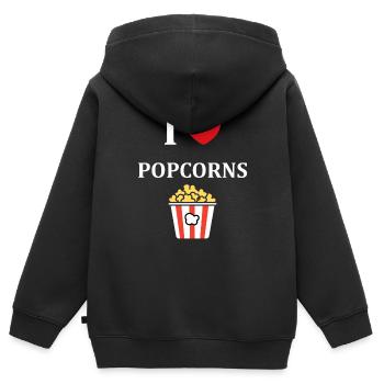 i love popcorn - Sweat Premium à capuche zippé enfant bio - noir - Dos - AI Model Kid Male (0cm)