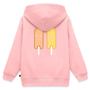 Nourriture Petit corn dog - Sweat Premium à capuche zippé enfant bio - rose - Dos - AI Model Kid Female (0cm)