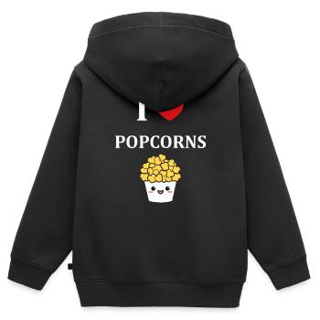 i love popcorn - Sweat Premium à capuche zippé enfant bio - noir - Dos - AI Model Kid Male (0cm)