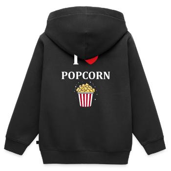 i love popcorn - Sweat Premium à capuche zippé enfant bio - noir - Dos - AI Model Kid Male (0cm)