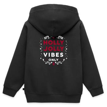Holly Jolly Vibes uniquement - Sweat Premium à capuche zippé enfant bio - noir - Dos - AI Model Kid Male (0cm)