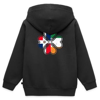 Irische Dominikanische Flagge Irland Kleeblatt - Kinder Premium Organic Zip Hoodie - Schwarz - Hinten - AI Model Kid Male (0cm)