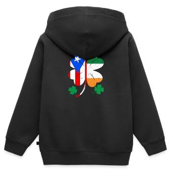 Irische Puerto Ricanische Flagge Irland Kleeblatt - Kinder Premium Organic Zip Hoodie - Schwarz - Hinten - AI Model Kid Male (0cm)