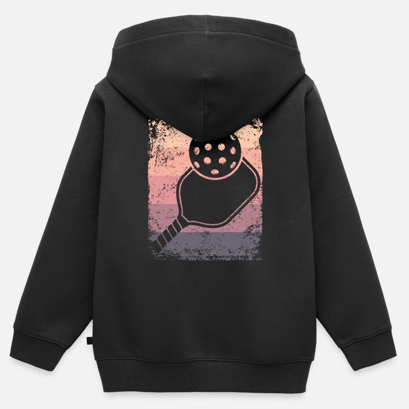 Équipe de pickleball rétro du Wiffleball Club - Sweat Premium à capuche zippé enfant bio - noir