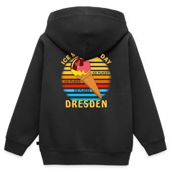 ICE SUMMER DAY DRESDEN - Kinder Premium Organic Zip Hoodie - Schwarz - Hinten - AI Model Kid Male (0cm)