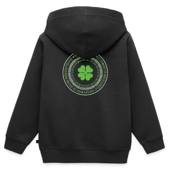 Irish Heritage Segen Keltischer Knoten Klee - Kinder Premium Organic Zip Hoodie - Schwarz - Hinten - AI Model Kid Male (0cm)