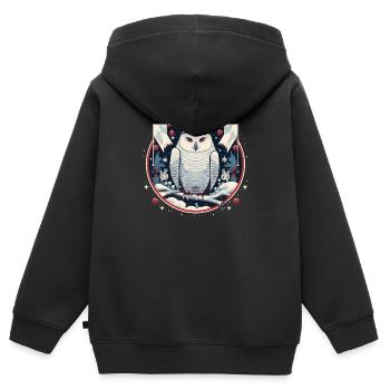 Harfang des neiges avec ornement de Noël - Sweat Premium à capuche zippé enfant bio - noir - Dos - AI Model Kid Male (0cm)