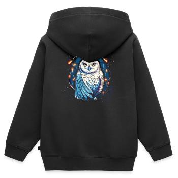 Harfang des neiges Noël ornement, aime les hiboux - Sweat Premium à capuche zippé enfant bio - noir - Dos - AI Model Kid Male (0cm)