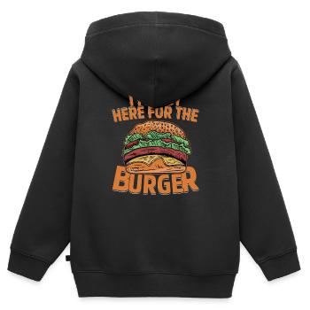Je suis juste là pour le hamburger Hamburger Nourriture Viande B - Sweat Premium à capuche zippé enfant bio - noir - Dos - AI Model Kid Male (0cm)