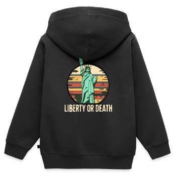 LIBERTY OR DEATH - Kids Premium Organic Zip-up Hoodie - black - Back - AI Model Kid Male (0cm)