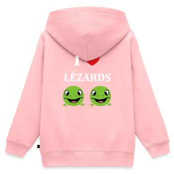 christmas reindeer cute funny smile with christmas - Sweat Premium à capuche zippé enfant bio - rose - Dos - AI Model Kid Female (0cm)