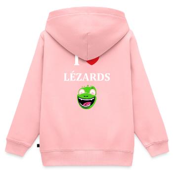 christmas reindeer cute funny smile with christmas - Sweat Premium à capuche zippé enfant bio - rose - Dos - AI Model Kid Female (0cm)