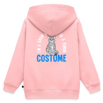 Schneeleopard - Kinder Premium Organic Zip Hoodie - Rosa - Hinten - AI Model Kid Female (0cm)