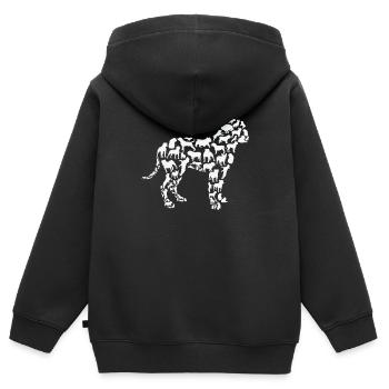 Bouledogue Chien Bouledogue Maman Bouledogue Papa - Sweat Premium à capuche zippé enfant bio - noir - Dos - AI Model Kid Male (0cm)